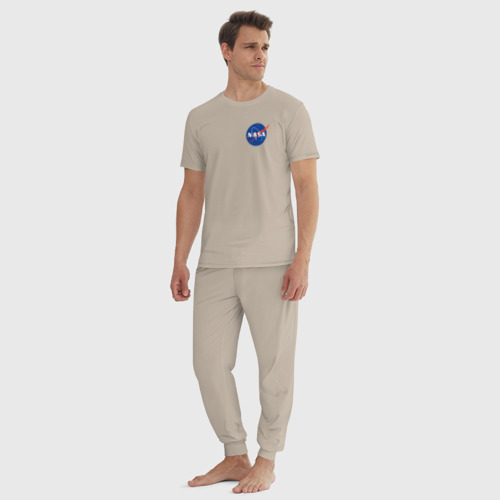 Мужская пижама хлопок NASA, цвет миндальный - фото 5