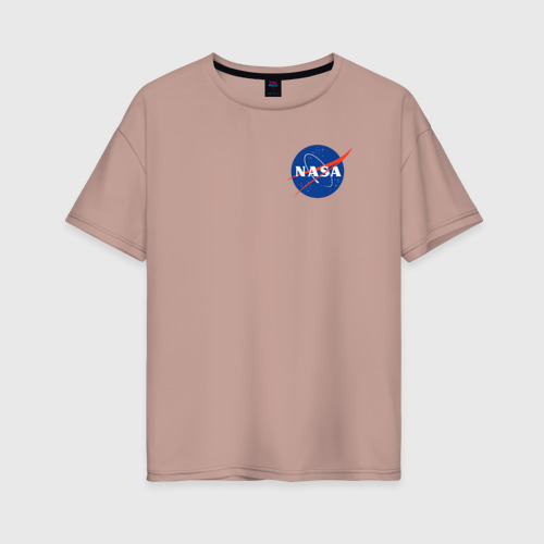 Женская футболка хлопок Oversize NASA, цвет пыльно-розовый