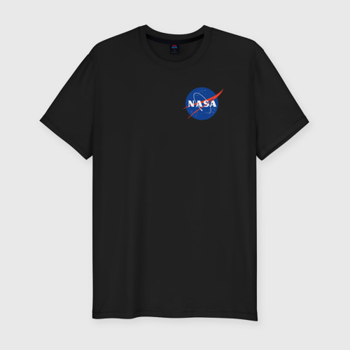 Мужская футболка хлопок Slim NASA, цвет черный