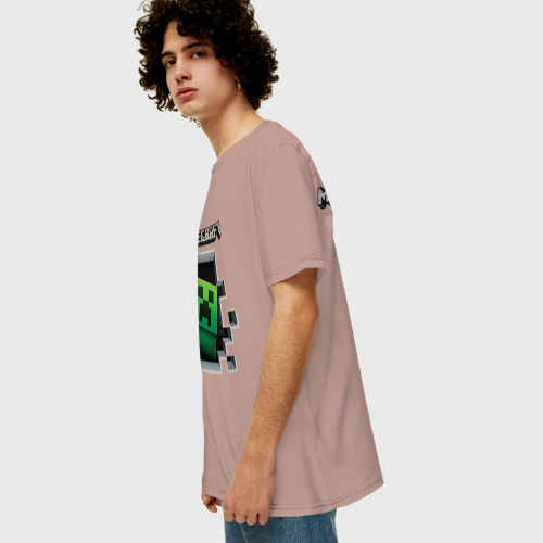 Мужская футболка хлопок Oversize с принтом Майнкрафт, вид сбоку #3