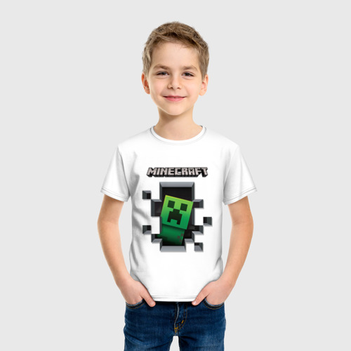 Детская футболка хлопок Майнкрафт, цвет белый - фото 3
