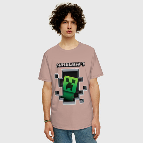 Мужская футболка хлопок Oversize с принтом Майнкрафт, фото на моделе #1