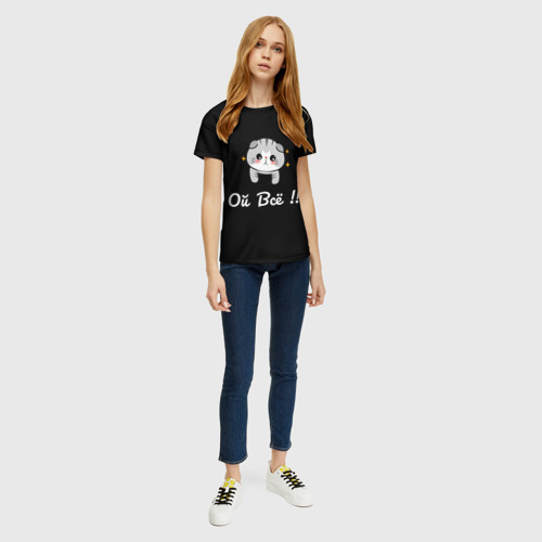 Женская футболка 3D с принтом Котики, Прикольные надписи, вид сбоку #3