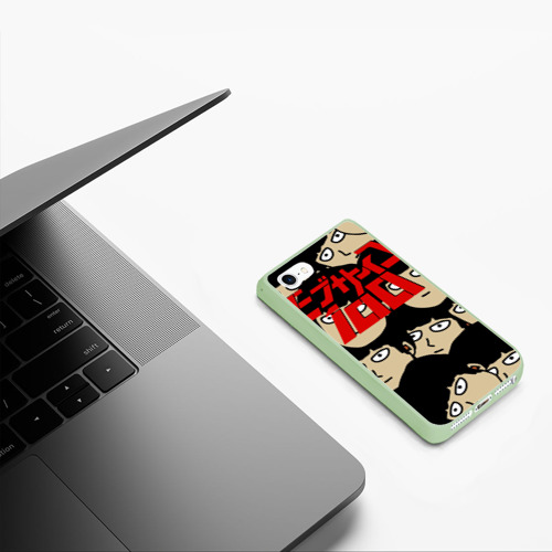 Чехол для iPhone 5/5S матовый Моб Психо, цвет салатовый - фото 5