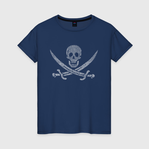 Женская футболка из хлопка с принтом Pirate, вид спереди №1