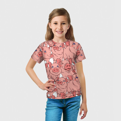 Детская футболка 3D Свиньи, цвет 3D печать - фото 5