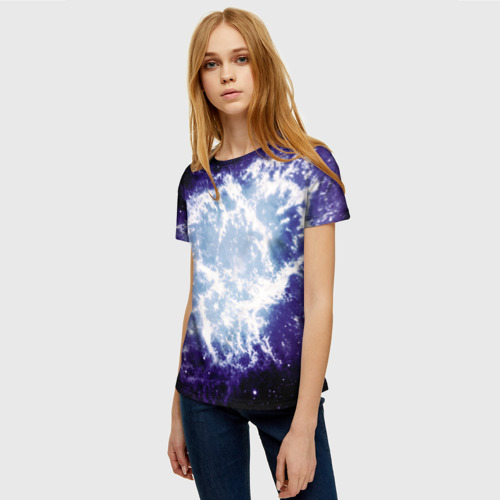 Женская футболка 3D с принтом Galaxy, фото на моделе #1