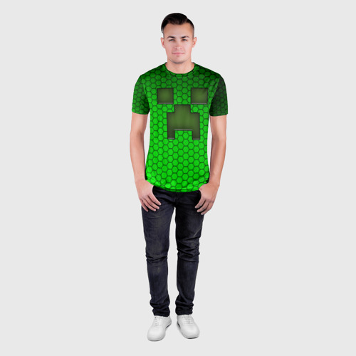 Мужская футболка 3D Slim Крипер из игры "Minecraft", цвет 3D печать - фото 4