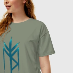 Женская футболка хлопок Oversize Руны - фото 2