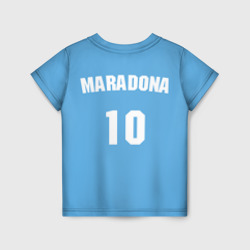 Футболка с принтом Форма Наполи Марадона для ребенка, вид сзади №1. Цвет основы: белый