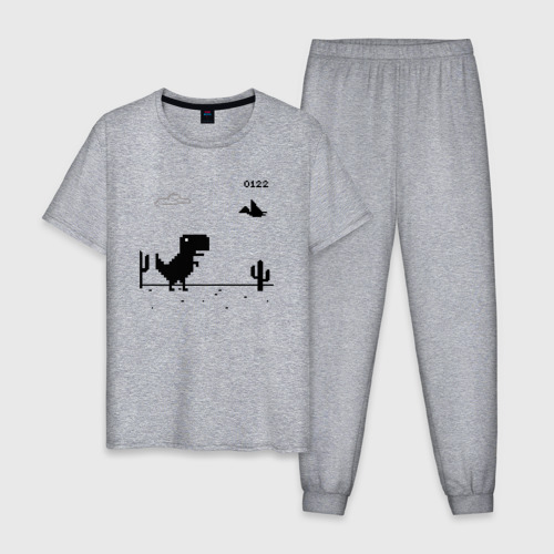 Мужская пижама хлопок Google динозавр Poki, цвет меланж