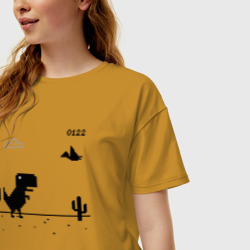 Женская футболка хлопок Oversize Google динозавр Poki - фото 2