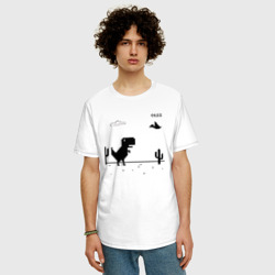Мужская футболка хлопок Oversize Google динозавр Poki - фото 2