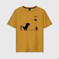 Женская футболка хлопок Oversize Google динозавр Poki