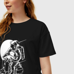 Женская футболка хлопок Oversize Космонавт хипстер - фото 2