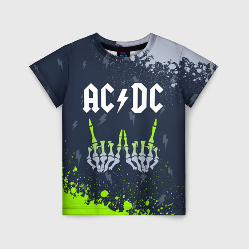 Детская футболка 3D с принтом AC DС, вид спереди #2