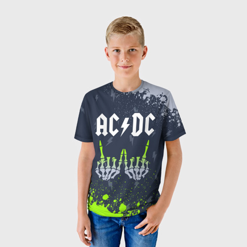 Детская футболка 3D с принтом AC DС, фото на моделе #1