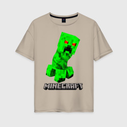 Женская футболка хлопок Oversize Minecraft Creeper