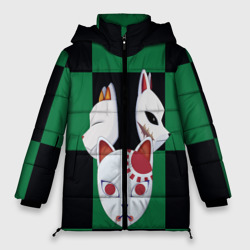 Женская зимняя куртка Oversize Маски кицунэ Сабито - Клинок рассекающий демонов