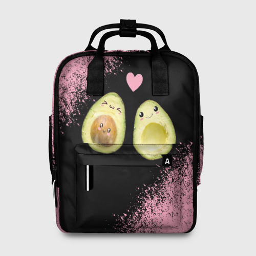 Женский рюкзак 3D с принтом Авокадо, вид спереди #2
