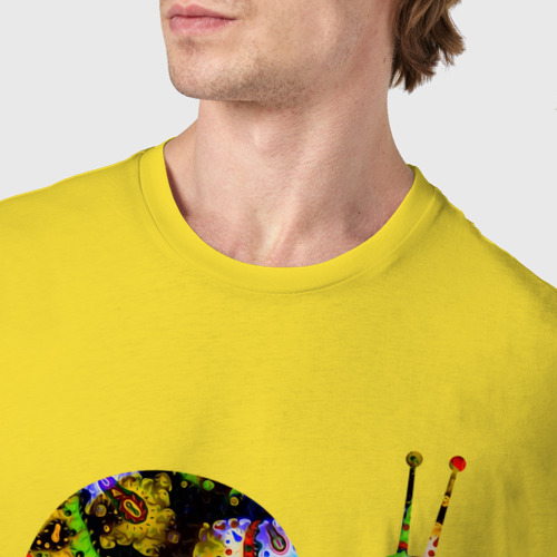 Мужская футболка хлопок улитка, цвет желтый - фото 6
