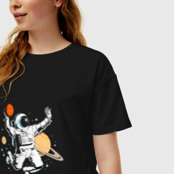 Женская футболка хлопок Oversize Space bascetball - фото 2