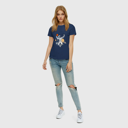 Женская футболка хлопок с принтом Space bascetball, вид сбоку #3