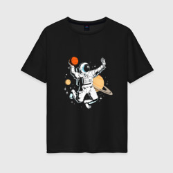 Space bascetball – Женская футболка хлопок Oversize с принтом купить со скидкой в -16%