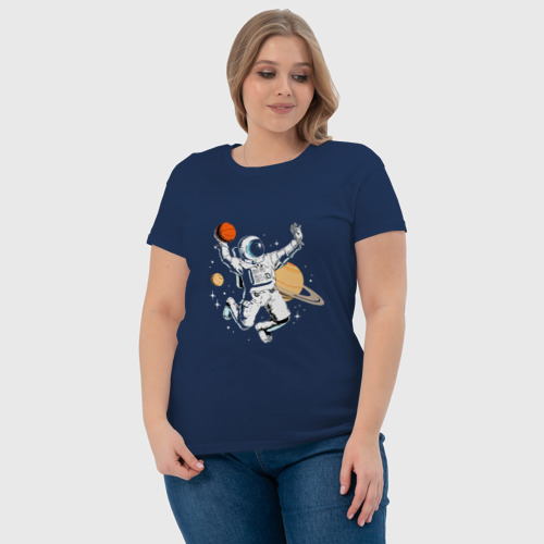Женская футболка хлопок с принтом Space bascetball, фото #4