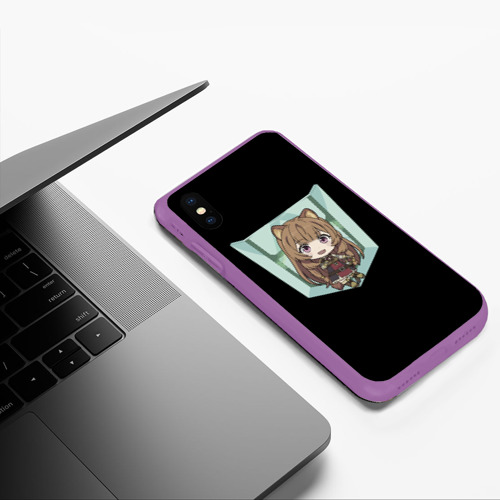 Чехол для iPhone XS Max матовый Рафталия чиби, цвет фиолетовый - фото 5