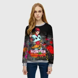 Женский свитшот 3D Хисока Мороу и логотип Хантер Хантер - фото 2