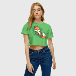 Женская футболка Crop-top 3D Удачливый лис - фото 2