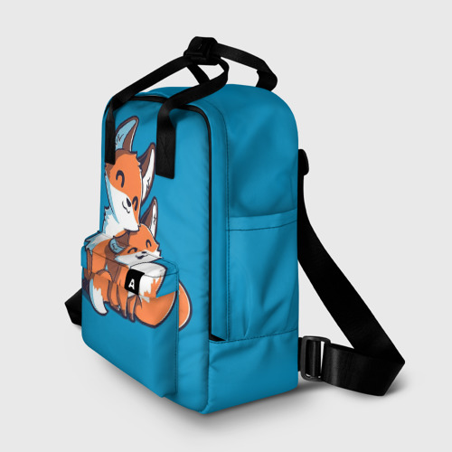 Женский рюкзак 3D с принтом Лисья семья, фото на моделе #1