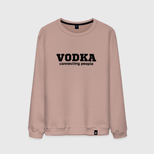 Мужской свитшот хлопок Vodka connecting people, цвет пыльно-розовый