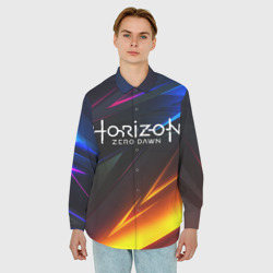 Мужская рубашка oversize 3D Horizon Zero Dawn stripes - фото 2