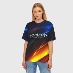 Женская футболка oversize 3D Horizon Zero Dawn stripes - фото 2