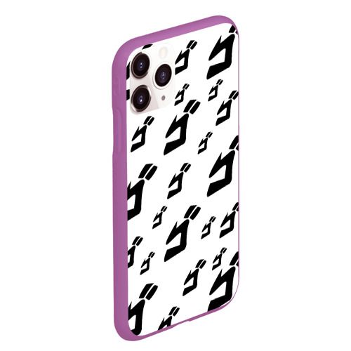 Чехол для iPhone 11 Pro Max матовый JoJo pattern BW, цвет фиолетовый - фото 3