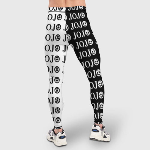 Мужские тайтсы 3D с принтом Логотип джо джо паттерн черно-белый, вид сзади #2