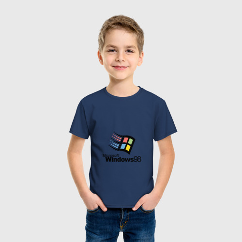 Детская футболка хлопок Windows 98, цвет темно-синий - фото 3
