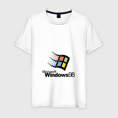 Мужская футболка из хлопка с принтом Windows 98, вид спереди №1