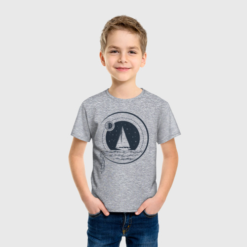 Детская футболка хлопок Вокруг Света под парусами, цвет меланж - фото 3