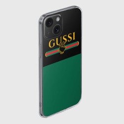 Чехол для iPhone 15 силиконовый с защитой камеры Gussi гуси - фото 2