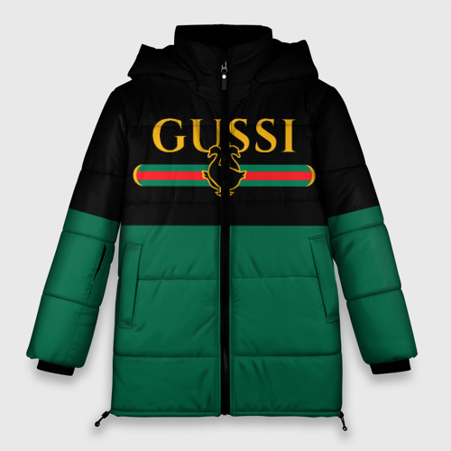 Женская зимняя куртка Oversize Gussi гуси, цвет светло-серый