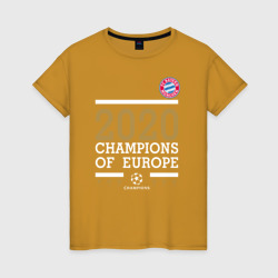 Женская футболка хлопок FC Bayern Munchen Champions of Europe 2020