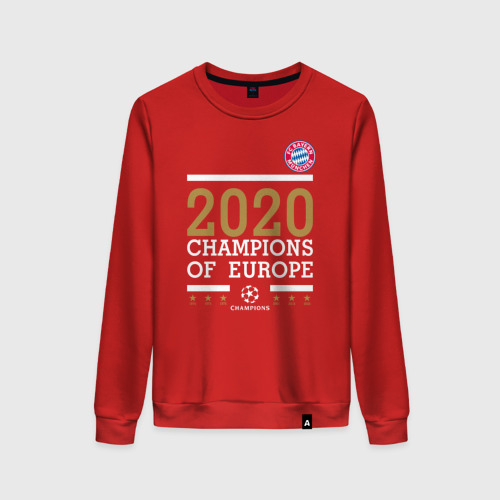 Женский свитшот хлопок FC Bayern Munchen Champions of Europe 2020, цвет красный