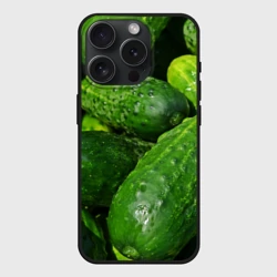 Чехол силиконовый для Apple iPhone 15 Pro матовый Огурцы