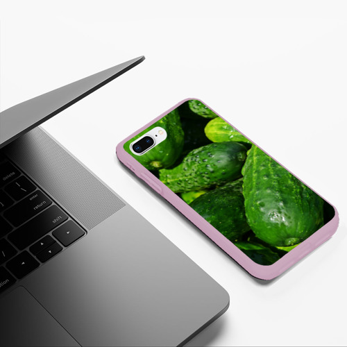 Чехол для iPhone 7Plus/8 Plus матовый Огурцы, цвет розовый - фото 5