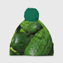 Шапка 3D c помпоном Огурцы