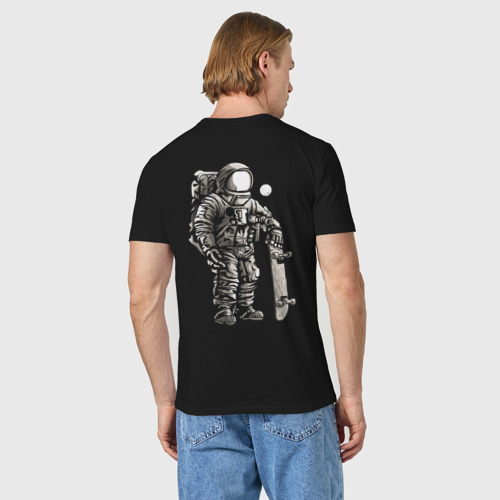 Мужская футболка хлопок Space skateboarding, цвет черный - фото 4