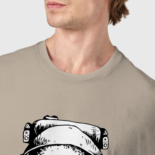 Мужская футболка хлопок Космонавт среди планет, цвет миндальный - фото 6